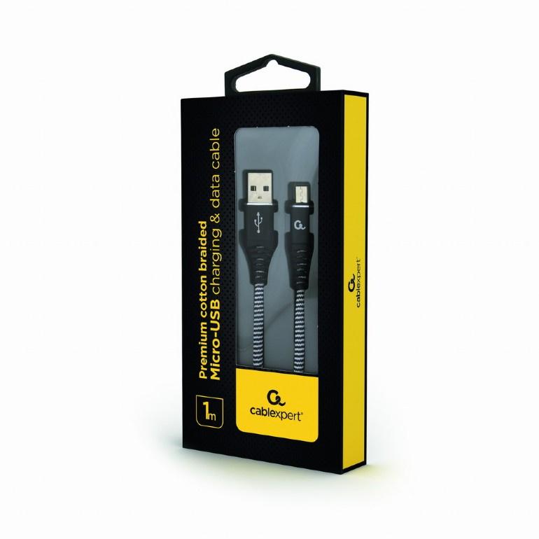Produktbild Cableexpert Ladekabel Micro -USB 1 Meter Black/White 2 von 2