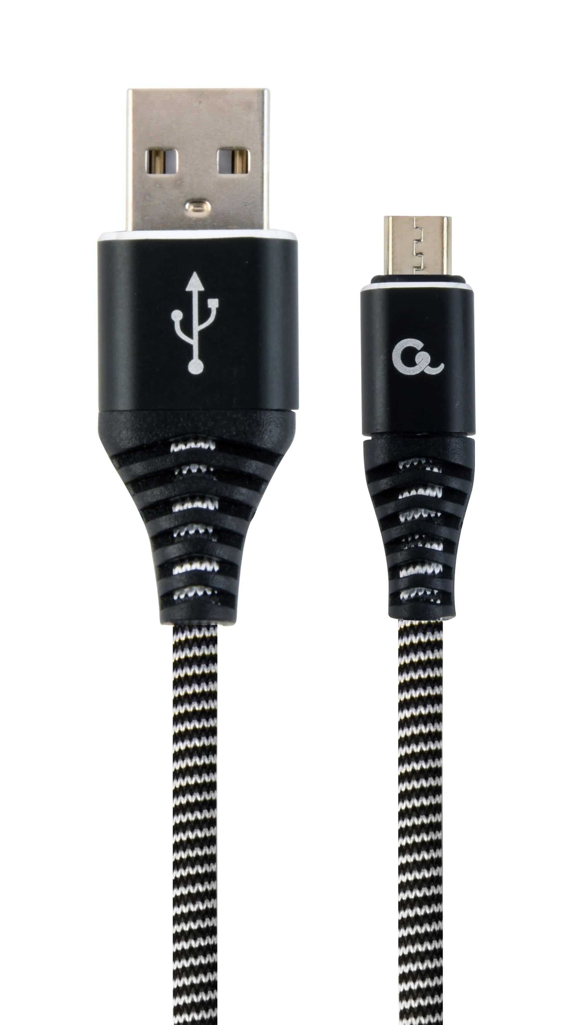 Cableexpert Ladekabel MICRO-USB 2 meter Black/white