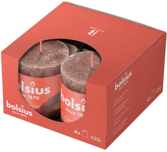 bolsius Stumpenkerzen Rustik 8/8,6cm 4er Pack
