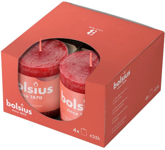 bolsius Stumpenkerzen Rustik 8/8,6cm 4er Pack