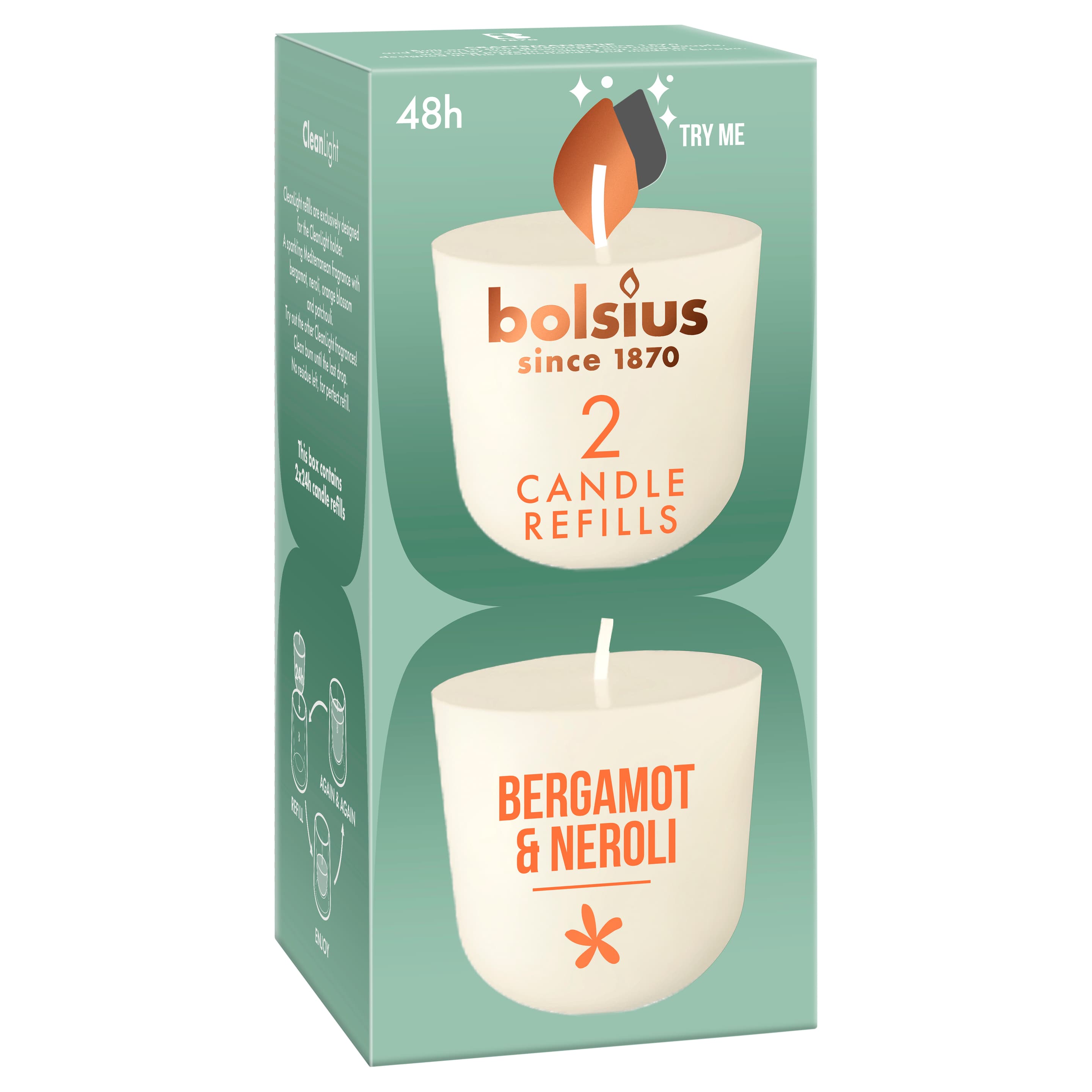 bolsius CleanLight Nachfüller Bergamotte & Neroli 2er Pack 