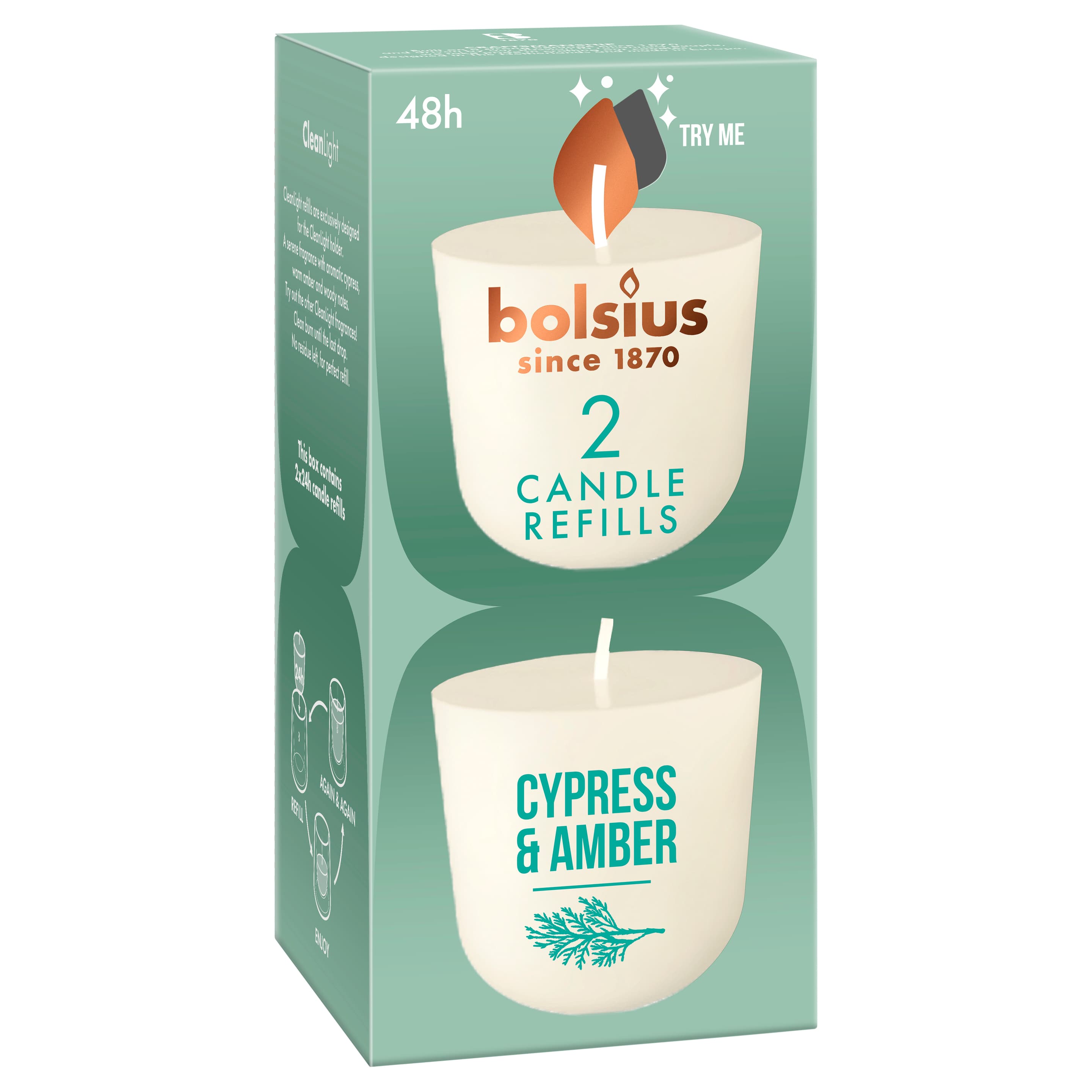 bolsius CleanLight Nachfüller Zypresse & Bernstein 2er Pack 
