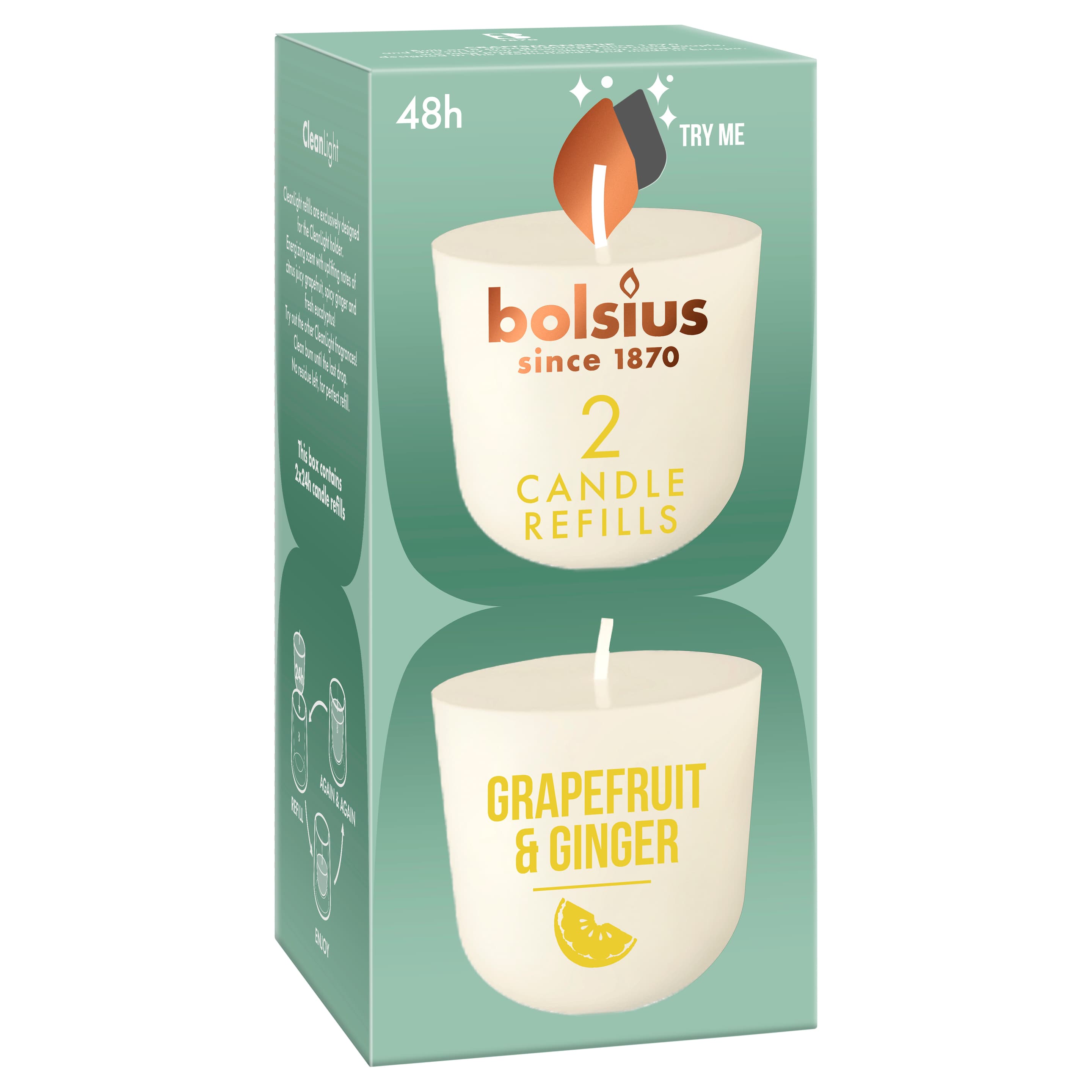 bolsius CleanLight Nachfüller Grapefruit & Ingwer 2er Pack 