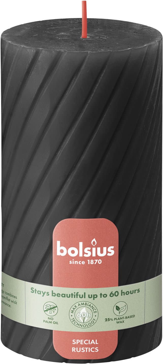 bolsius Stumpenkerze Rustik geriffelt 13/6,8cm