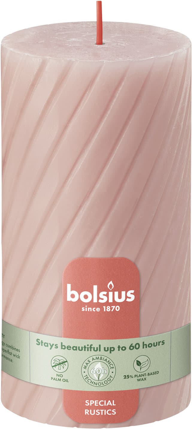 bolsius Stumpenkerze Rustik geriffelt 13/6,8cm