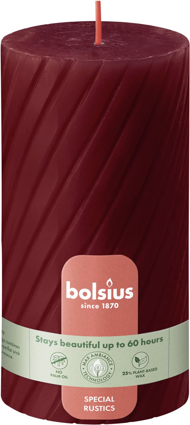bolsius Stumpenkerze Rustik geriffelt 13/6,8cm