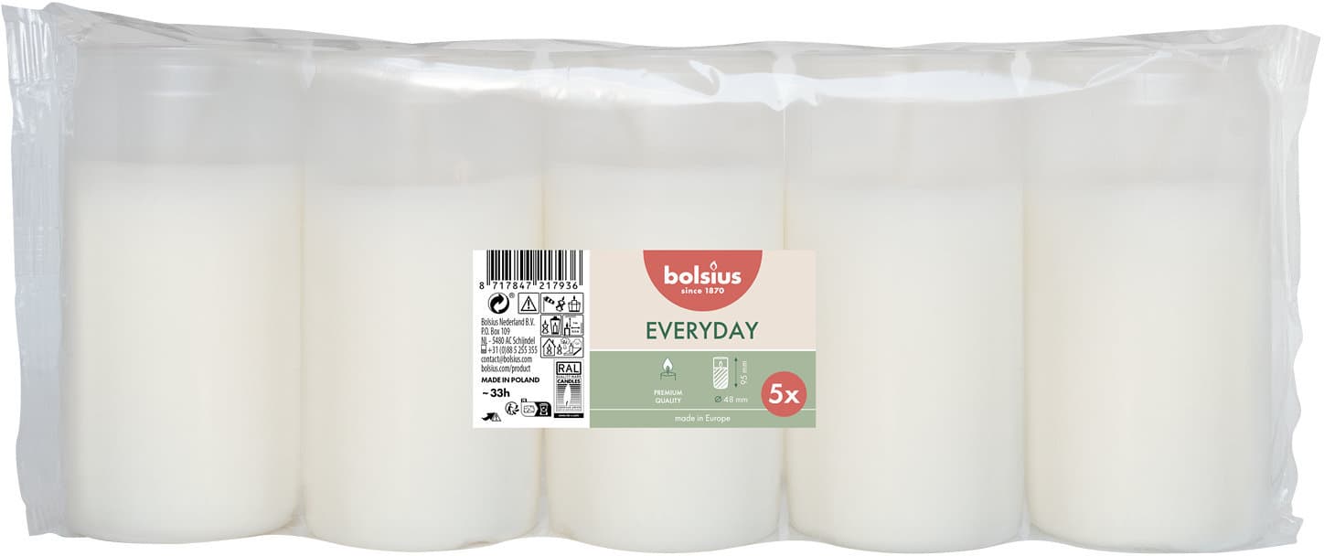 bolsius Kompolicht Everyday 9,5/4,8cm 5er Pack