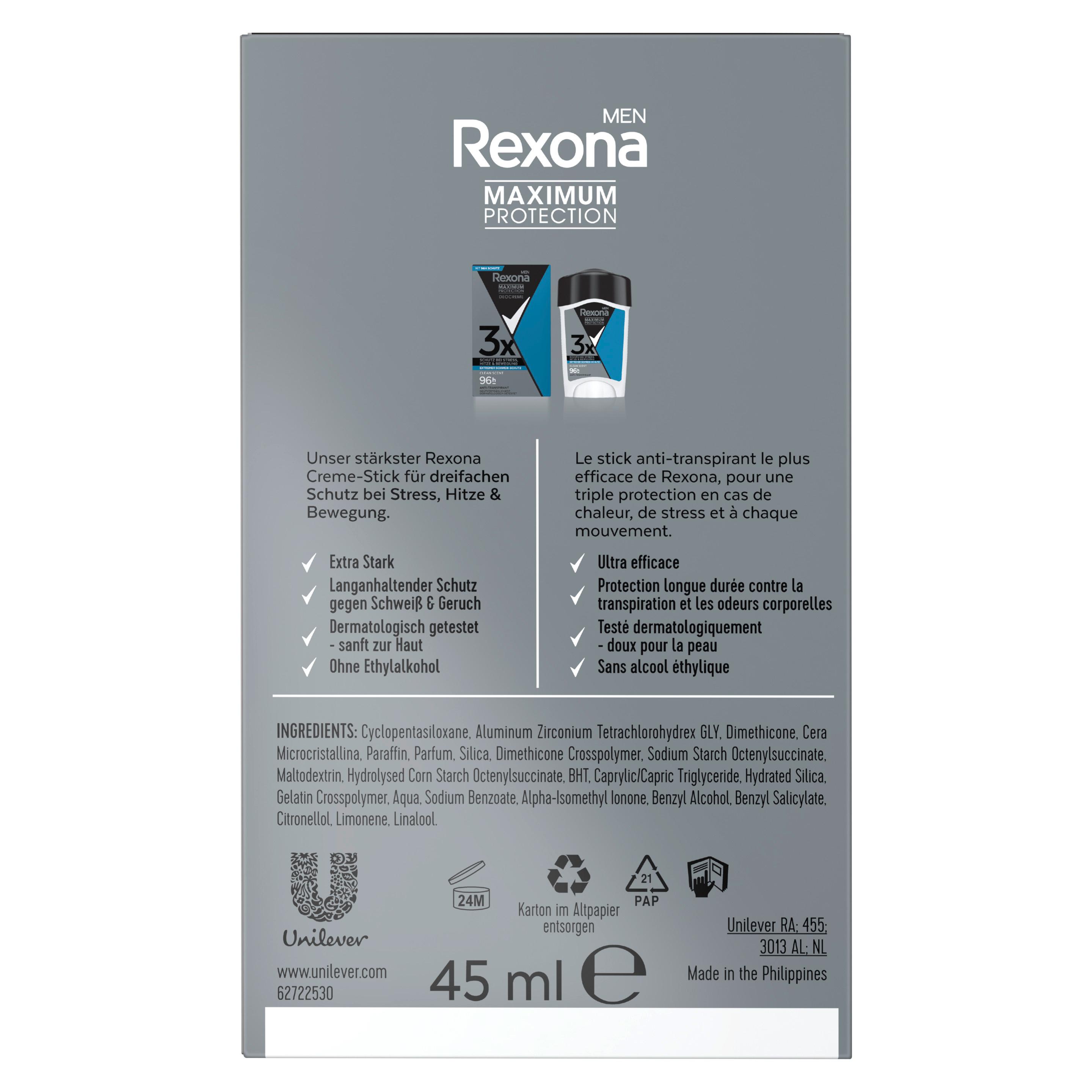 Produktbild Rexona Maximum Protection Men Deo Cremestick Anti-Transpirant Clean Scent 2 von 14
