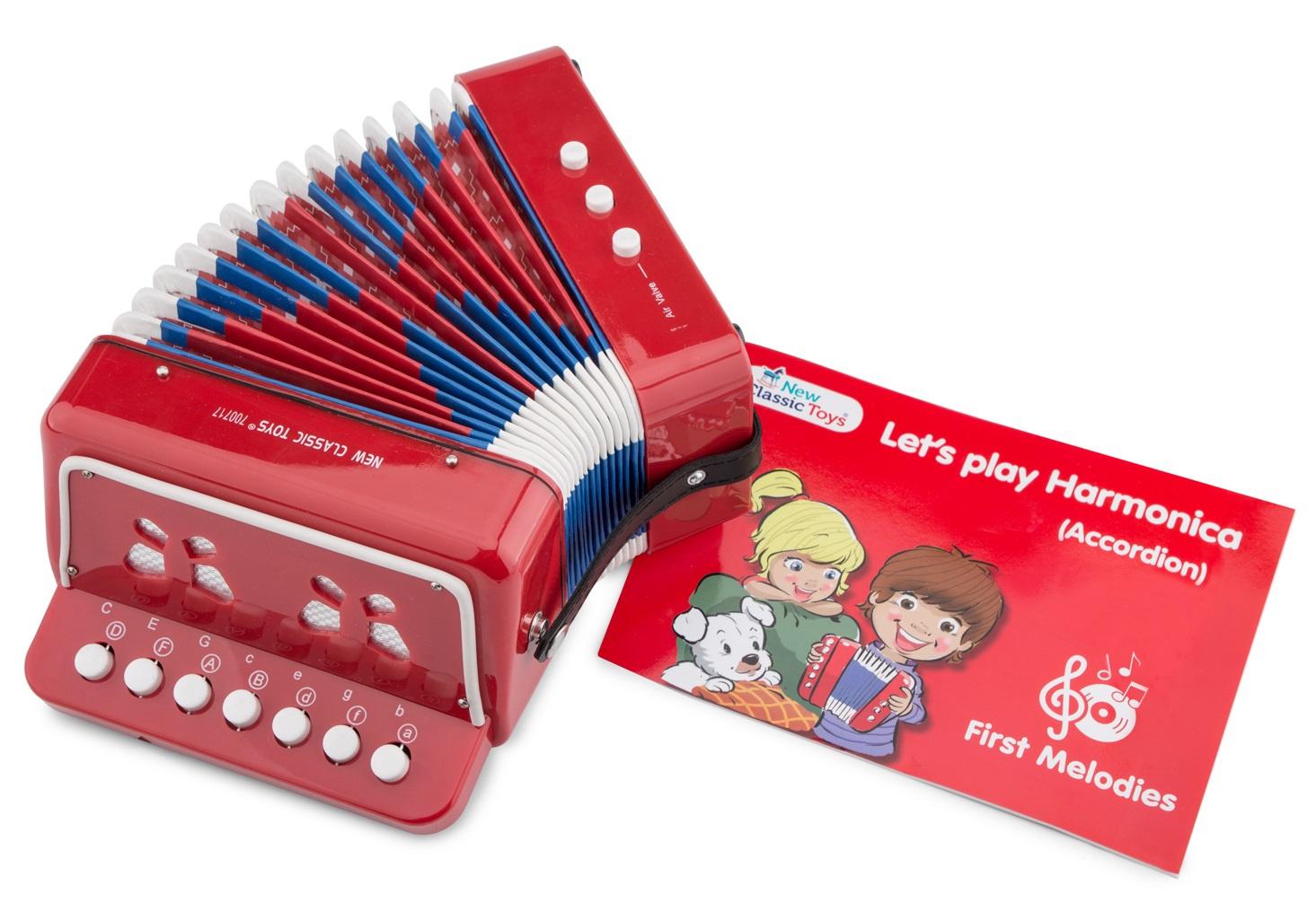 New Classic Toys Akkordeon - rot mit Musikbuch 10055