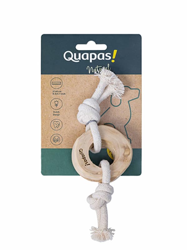 Quapas Hundespielzeug Kaffeeholz Knotted Pull Ring S