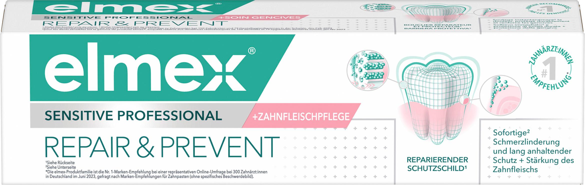 elmex Zahnpasta Sensitive Professional Repair&Prevent – Sofortige* Schmerzlinderung und anhaltende Prävention
