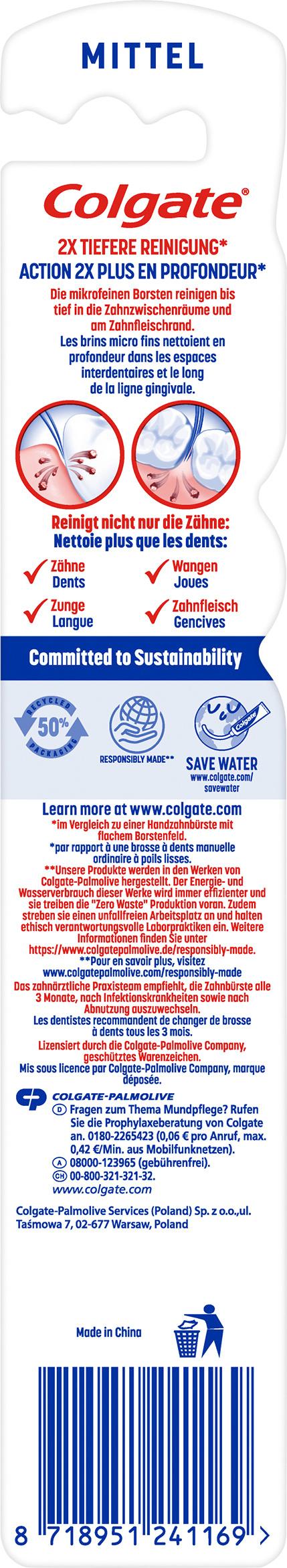 Produktbild Colgate 360° Aktivkohle Zahnbürste Mittel 2 von 7