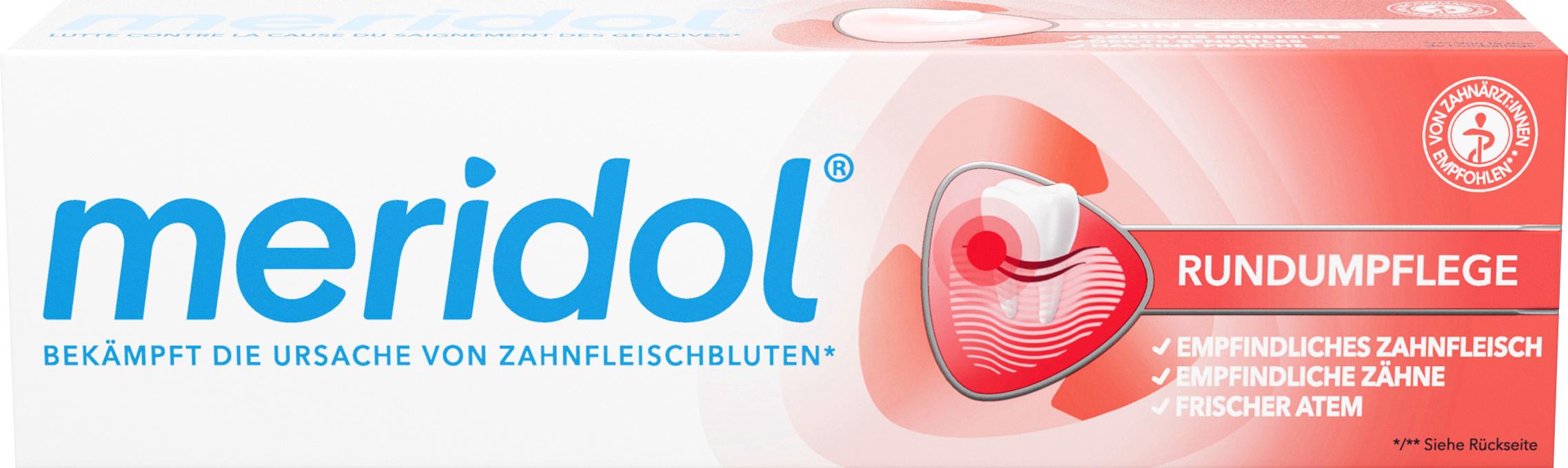 meridol Zahnpasta Rundumpflege - tägliche Rundumpflege für empfindliches Zahnfleisch&Zähne