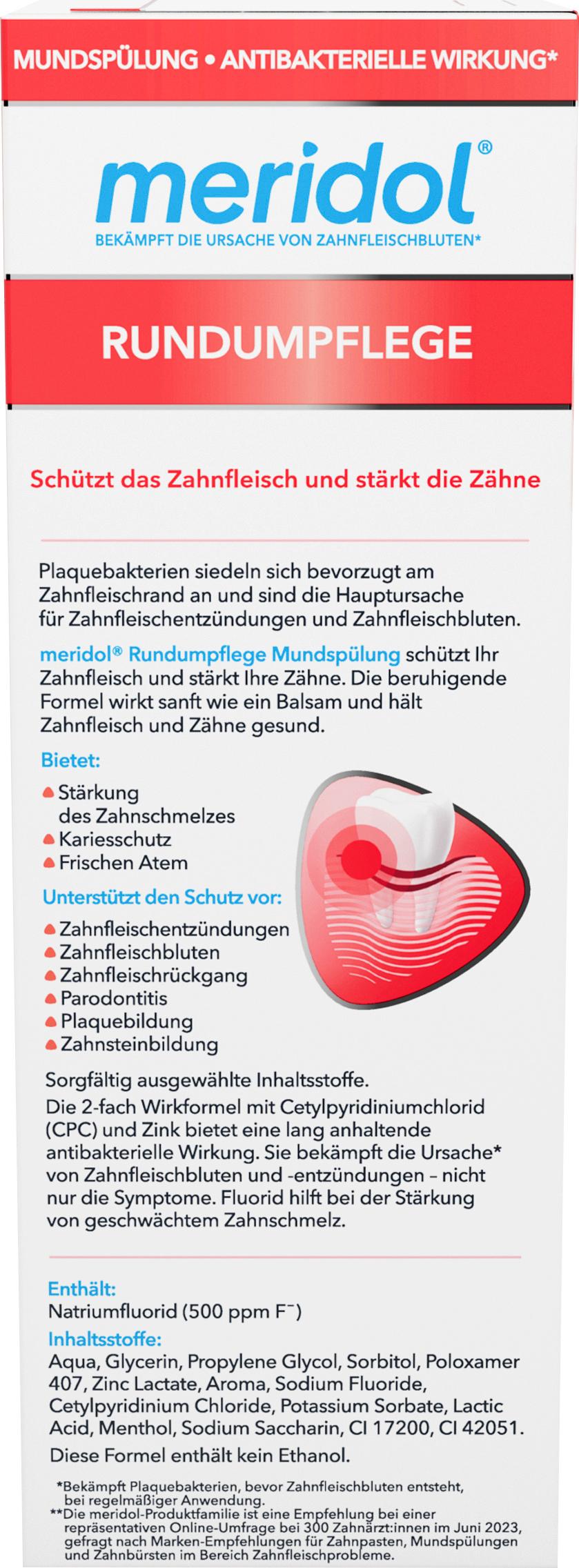 Produktbild meridol Mundspülung Rundumpflege - antibakteriell, schützt Zahnfleisch, stärkt Zähne, erfrischt Atem 2 von 11