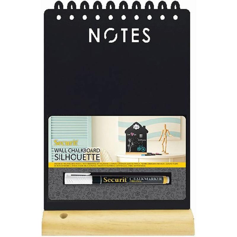 Securit® Tischkreidetafel NOTES schwarz mit Securit® Kreidemarker weiss