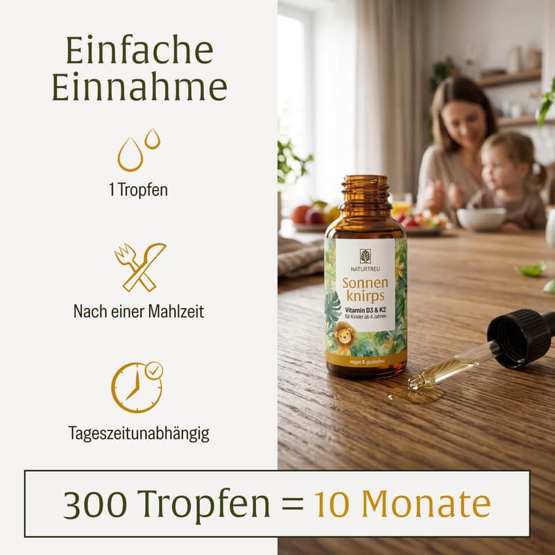 NATURTREU Sonnenknirps Vitamin D3 & K2 Tropfen