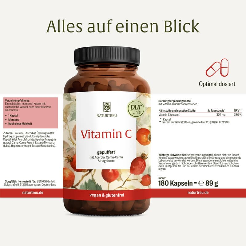 NATURTREU Vitamin C 180 Kapseln