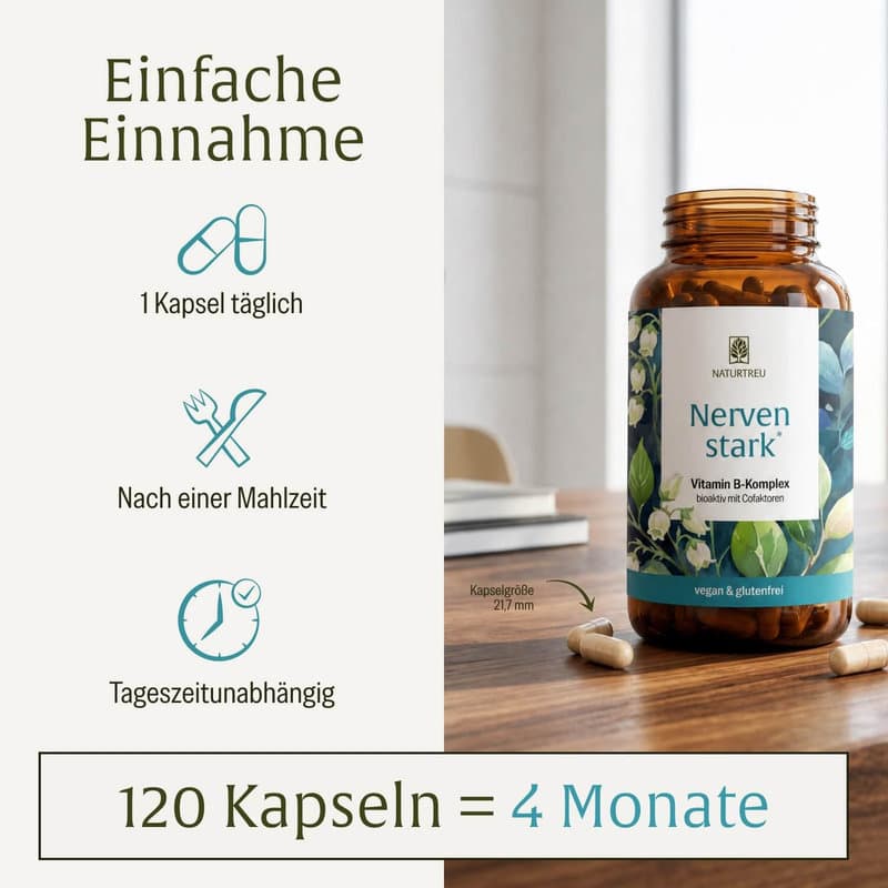 NATURTREU Nervenstark Vitamin B-Komplex 120 Kapseln