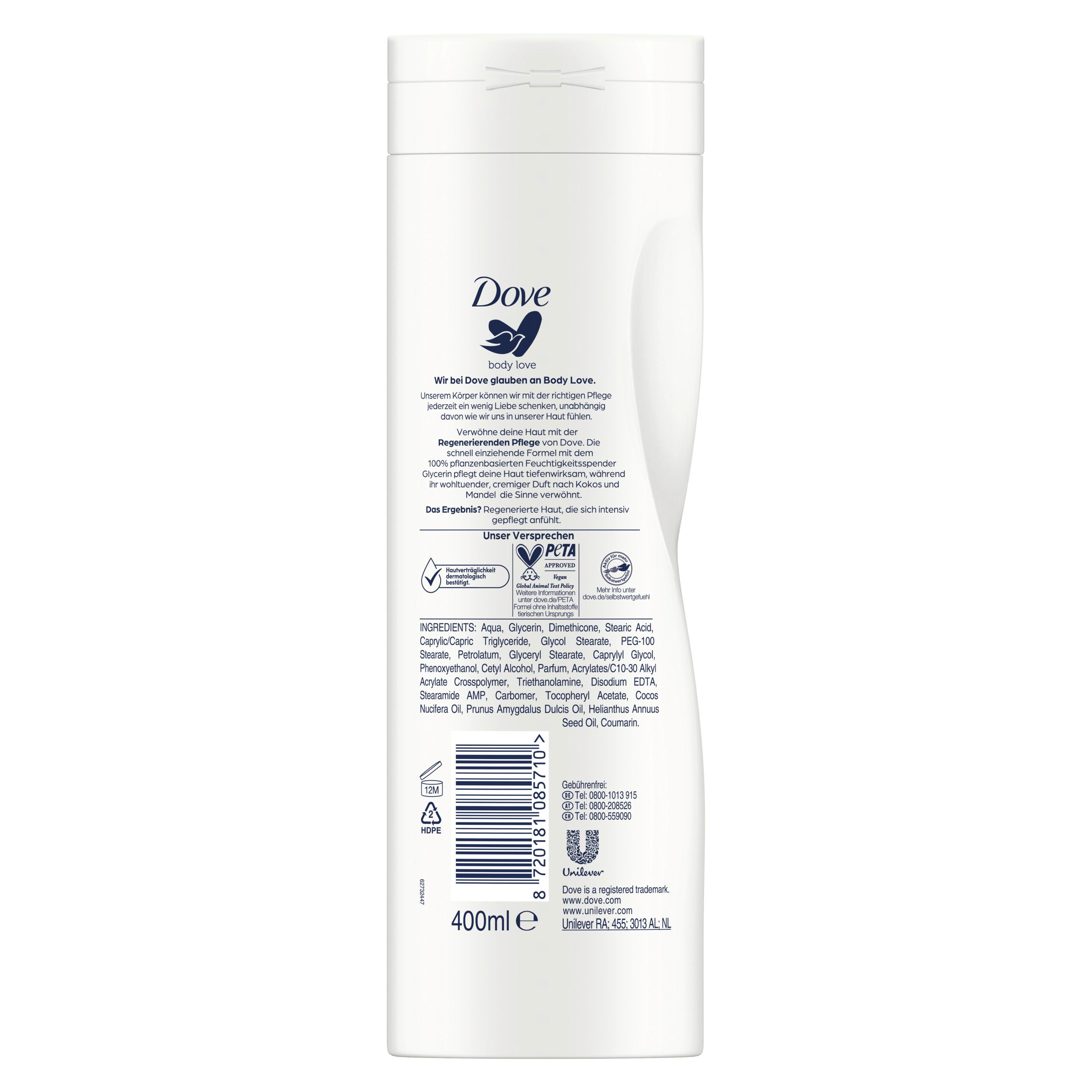 Produktbild Dove Body Love Regenerierende Pflege Body Lotion mit Kokos-&Mandelduft 2 von 12