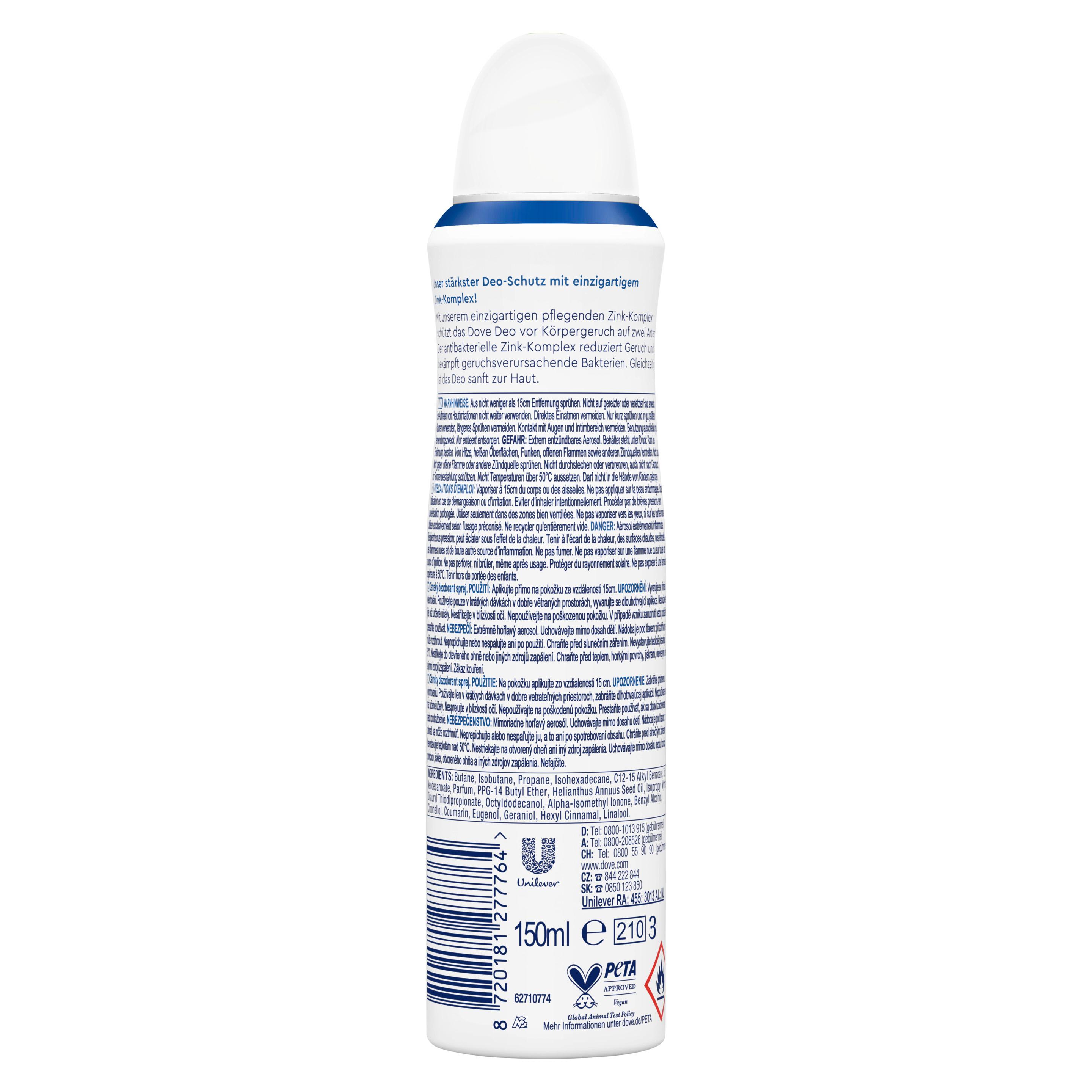 Produktbild Dove Deodorant-Spray mit Zink-Komplex Original 0% Aluminiumsalze 3 von 13