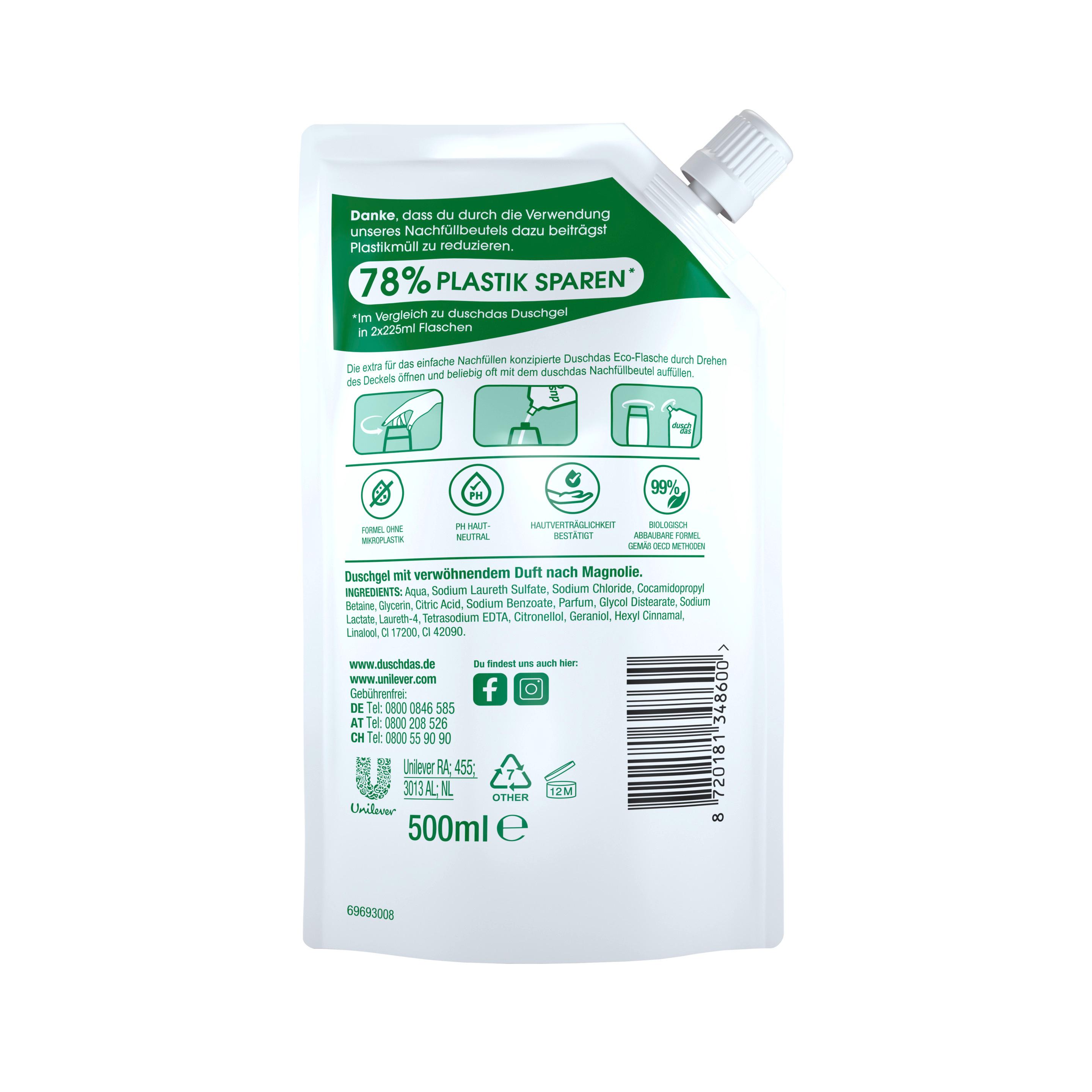 Produktbild Duschdas Duschgel Magnolie Nachfüllung 2 von 7