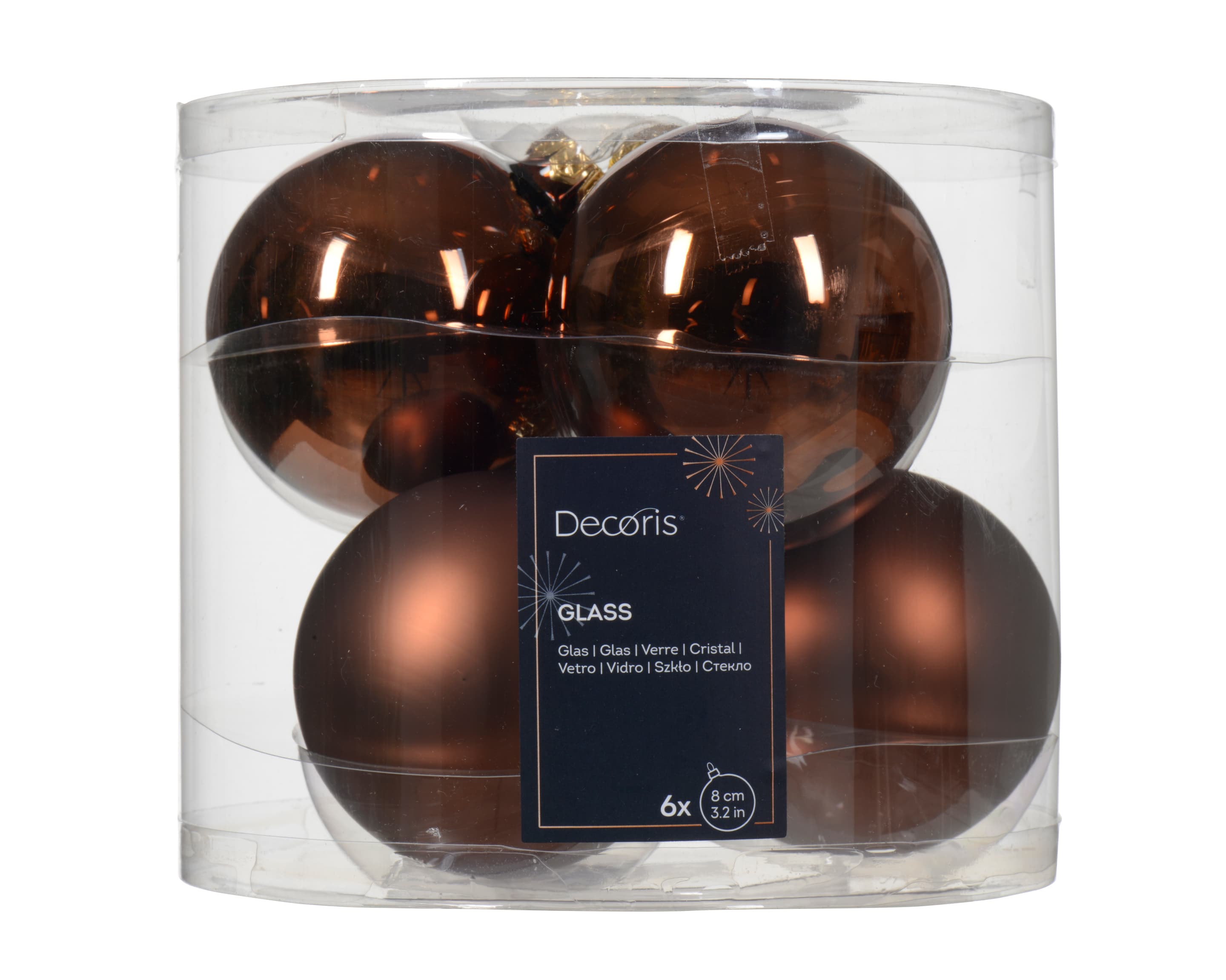 Decoris Weihnachtesdekoration Glaskugeln Ø8cm