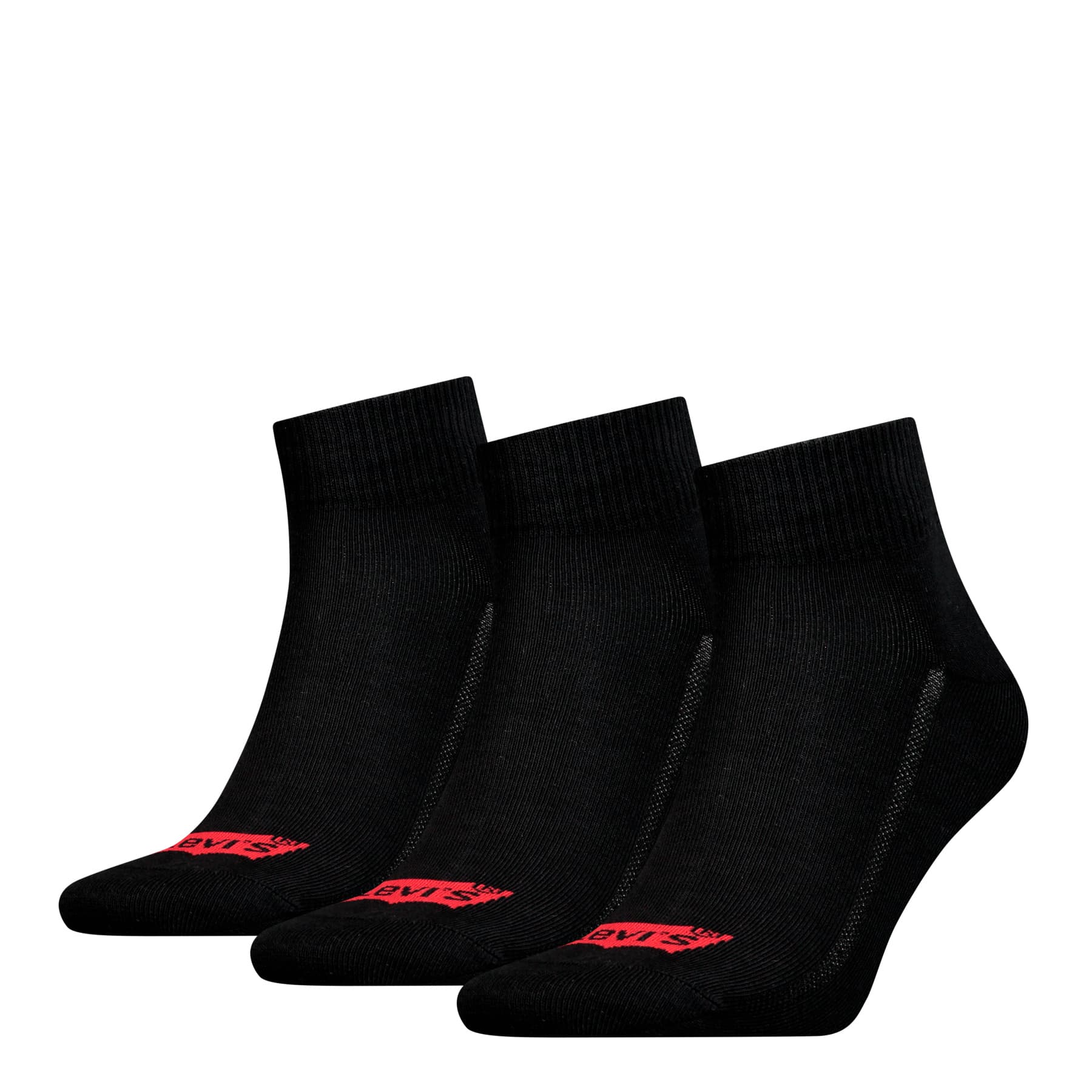 Levis Unisex Kurzsocken Mid Cut Batwing Logo Recycled Cotton 3er Pack