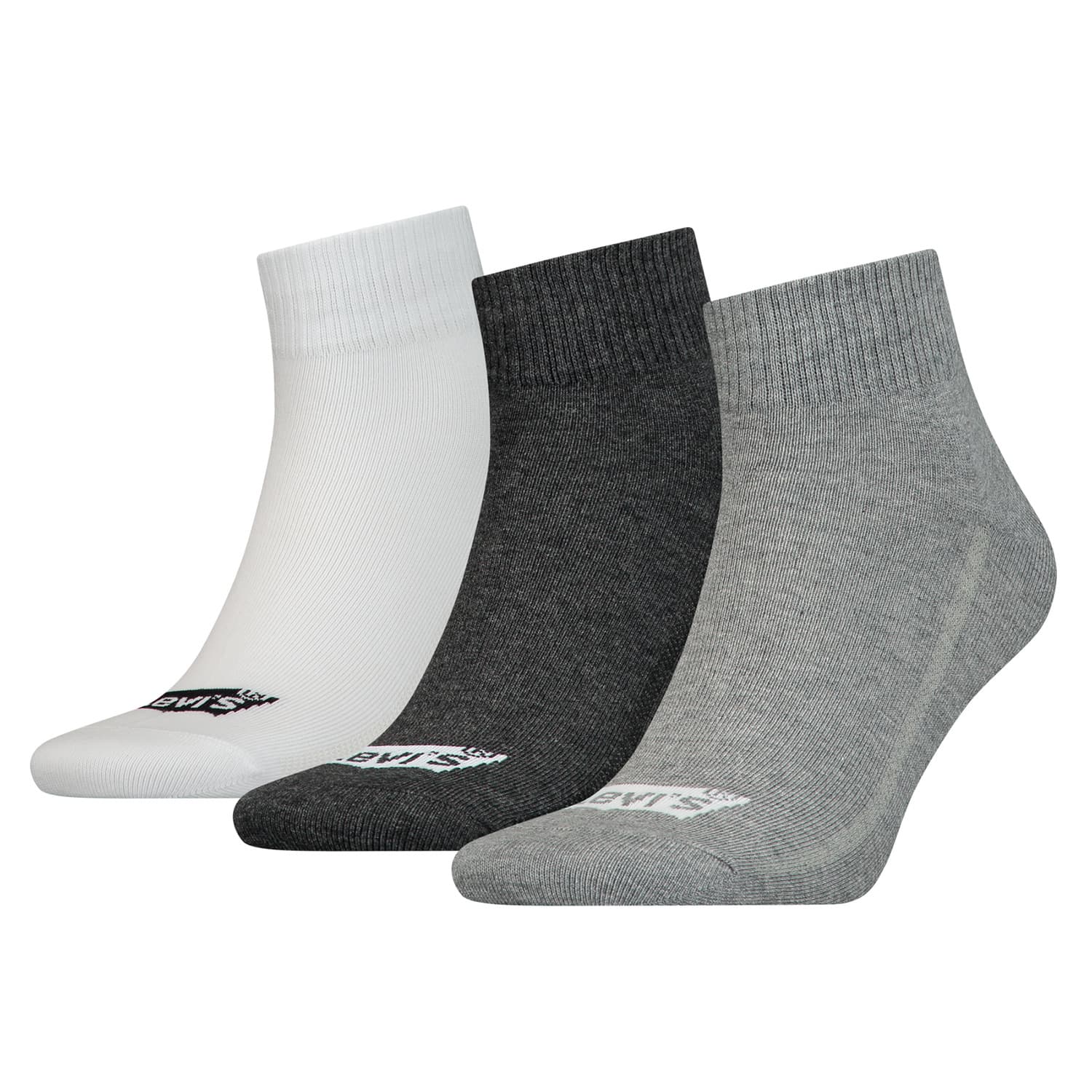 Levis Unisex Kurzsocken Mid Cut Batwing Logo Recycled Cotton 3er Pack