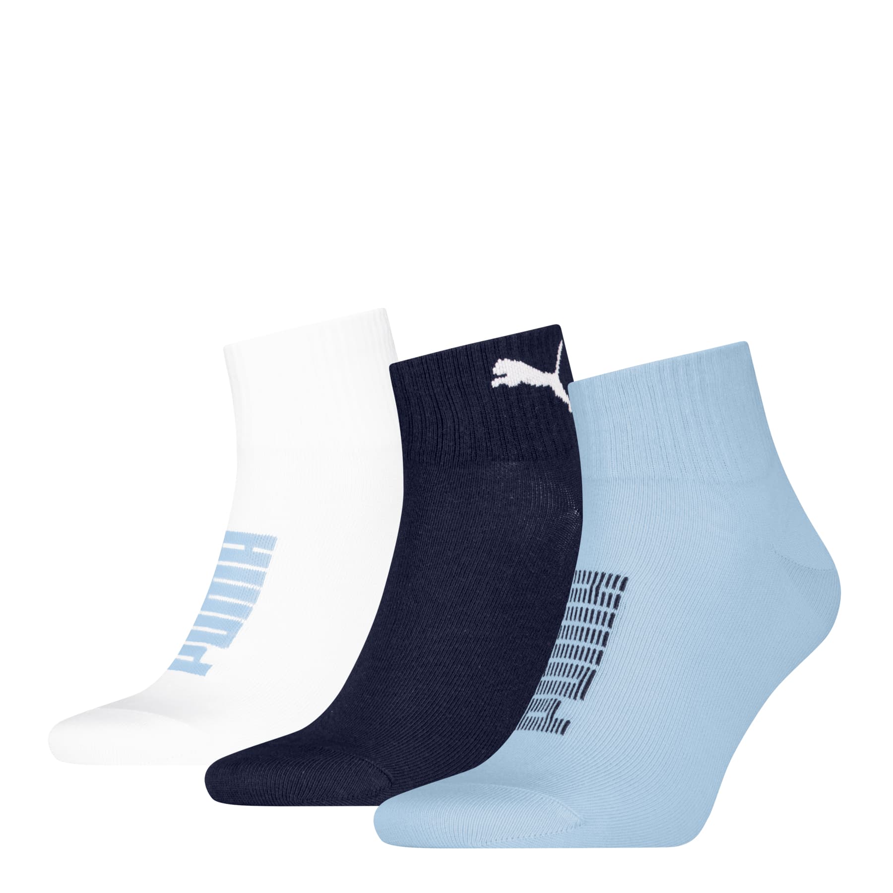 PUMA Unisex Kurzsocken Rib Logo Quarter 3er Pack