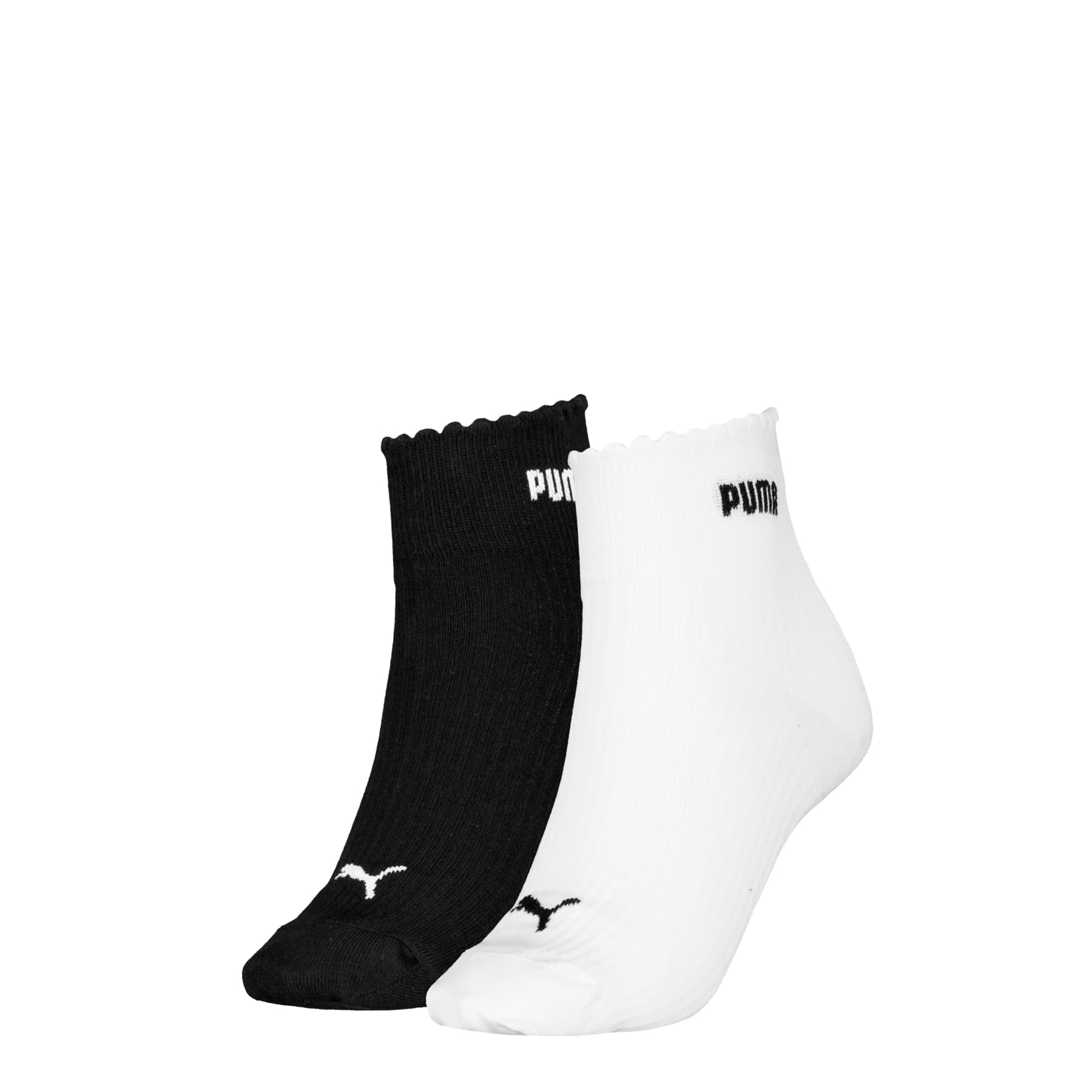 PUMA Damen Kurzsocken Scallop Edge Quarter 2er Pack