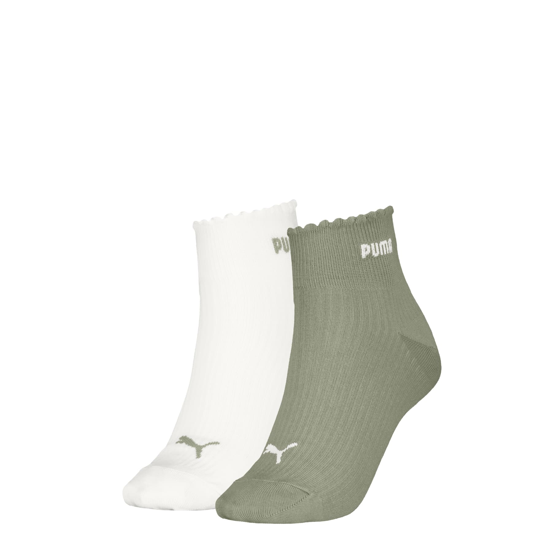 PUMA Damen Kurzsocken Scallop Edge Quarter 2er Pack