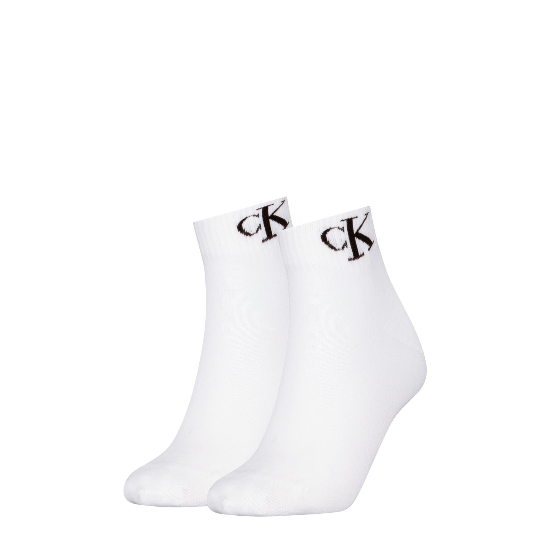 Calvin Klein Damen Socken Monogram Quarter 2er Pack