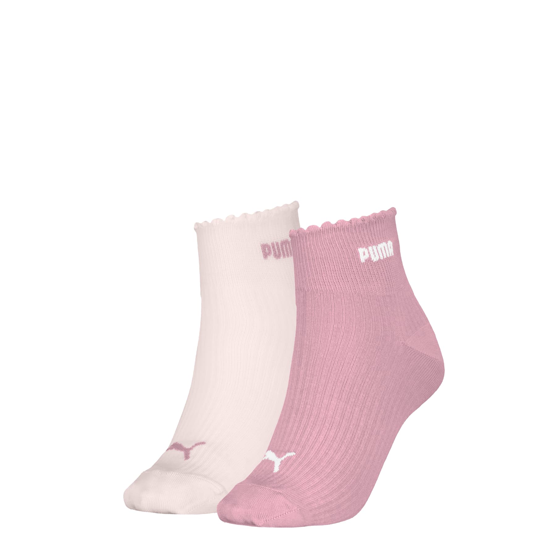 PUMA Damen Kurzsocken Scallop Edge Quarter 2er Pack