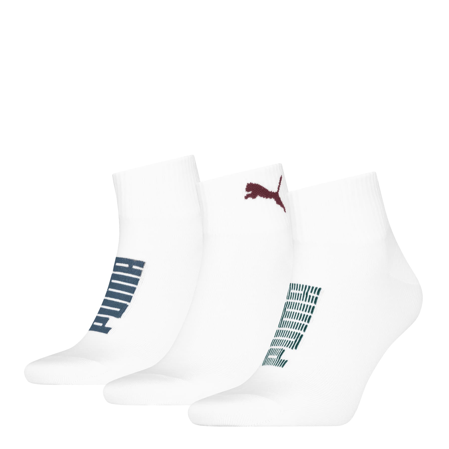 PUMA Unisex Kurzsocken Rib Logo Quarter 3er Pack