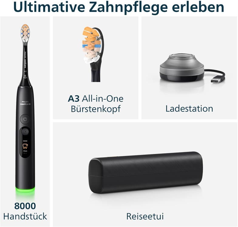 PHILIPS Sonicare Elektrische Zahnbürste DiamondClean 8000 HX8410/12