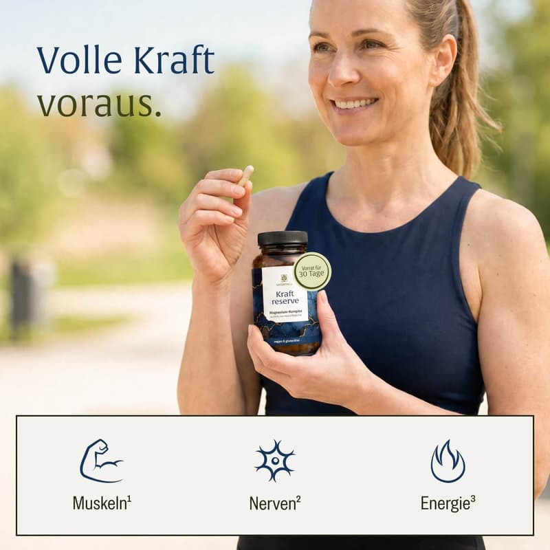 NATURTREU Kraftreserve Magnesium-Komplex aus Citrat, Oxid, Malat & Bisglycinat 60 Kapseln