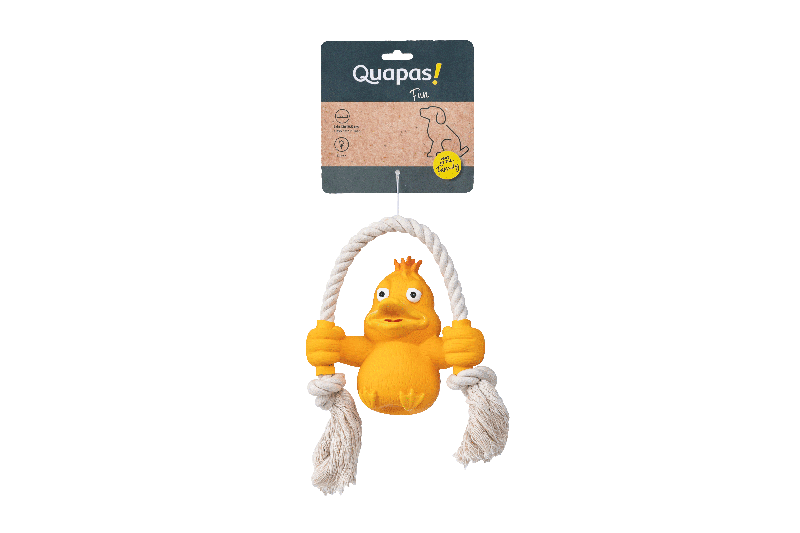Quapas Hundespielzeug Fun Latex Duck with Rope