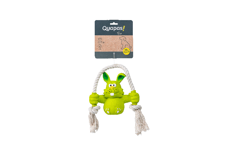 Quapas Hundespielzeug Fun Latex Rabbit with Rope