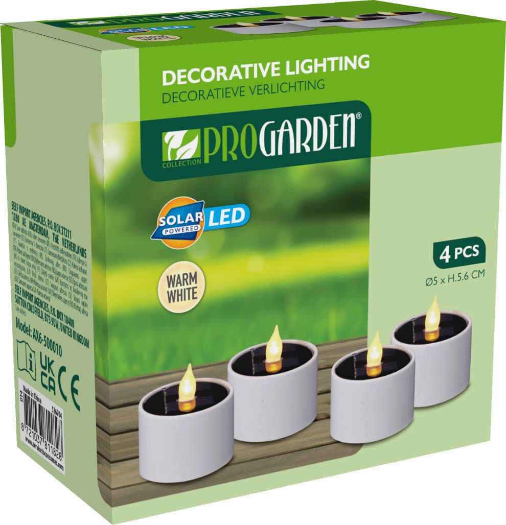 PROGARDEN Solar LED Teelichter 4er Pack
