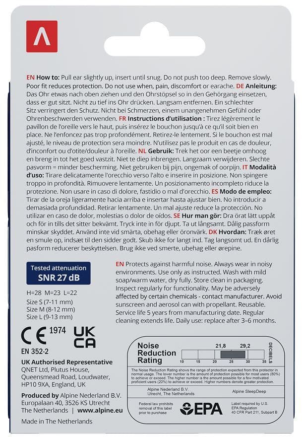 Alpine Ohrstöpsel SleepDeep Multi Size