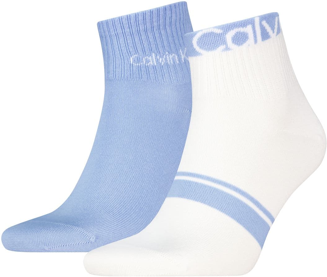 Calvin Klein Herren Kurzsocken Quarter Logo Stripe 2er Pack