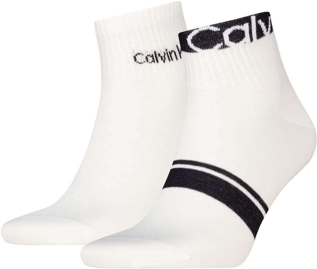 Calvin Klein Herren Kurzsocken Quarter Logo Stripe 2er Pack
