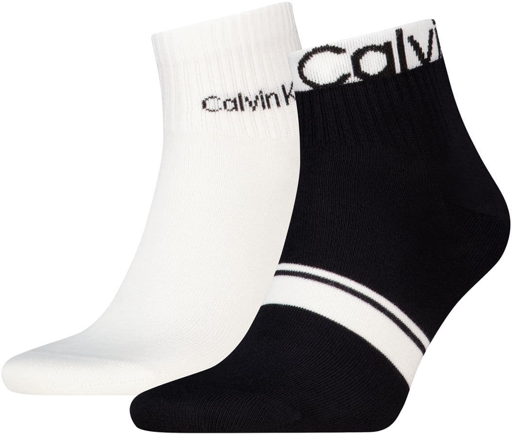 Calvin Klein Herren Kurzsocken Quarter Logo Stripe 2er Pack