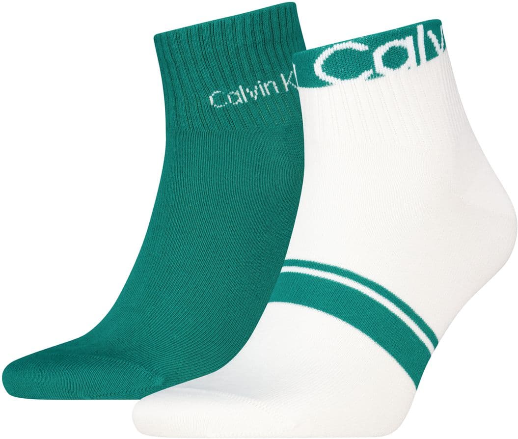 Calvin Klein Herren Kurzsocken Quarter Logo Stripe 2er Pack