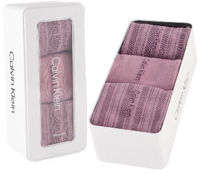 Calvin Klein Damen Socken Contrast Rib 3er Pack Geschenkpackung