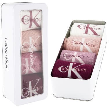 Calvin Klein Damen Socken Monologo 4er Pack Geschenkpackung 