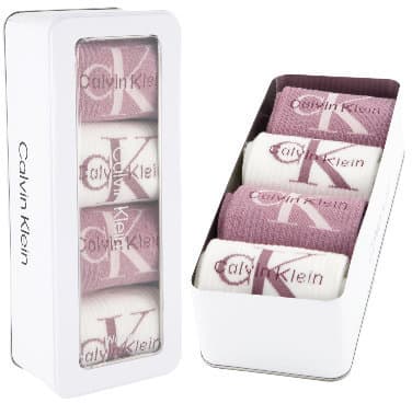 Calvin Klein Damen Socken Monologo 4er Pack Geschenkpackung 