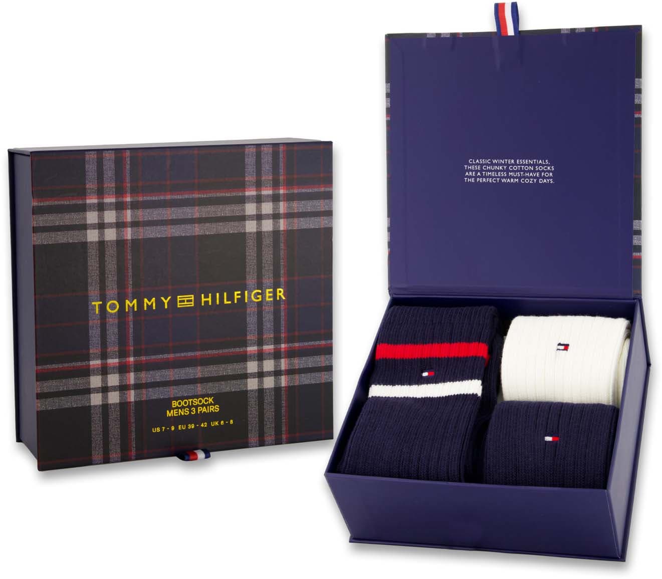 TOMMY HILFIGER Herren Socken Bootsock 3er Pack Geschenkpackung