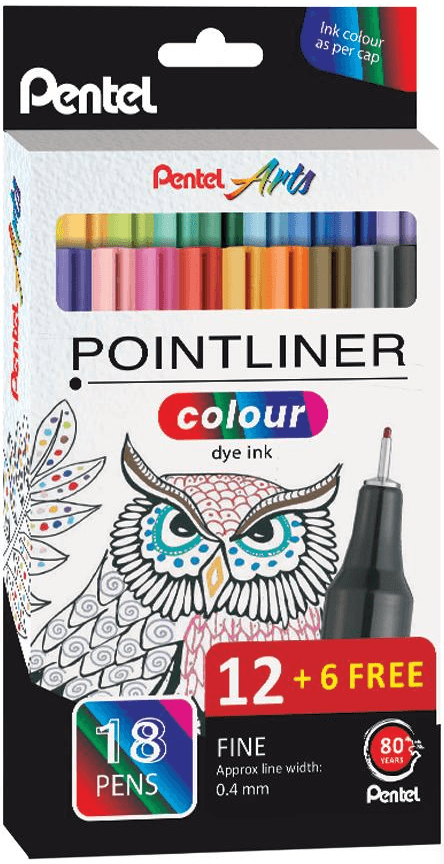 Pentel Arts Poinliner Colour 12 + 6 