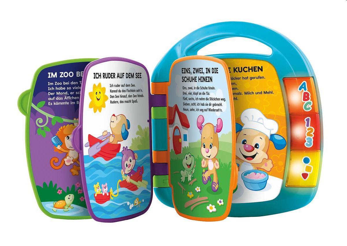 Fisher-Price Lernspaß Liederbuch (blau), Baby-Spielzeug mit Musik, Lernspielzeug